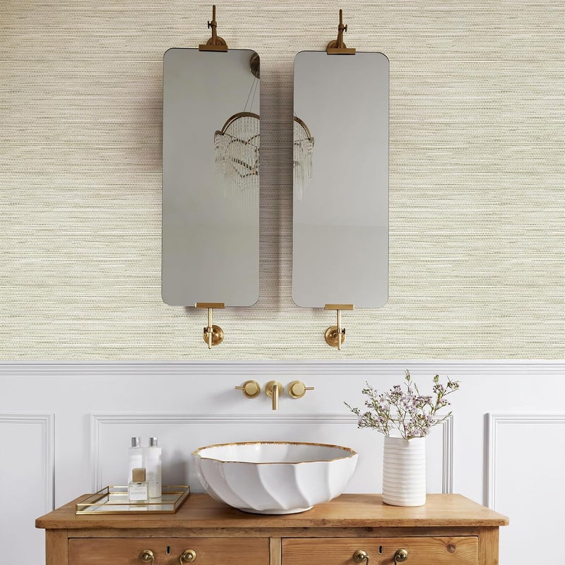 JiffDiff Grasscloth Wallpaper Peel and Stick,17.3"x472" Cream Grassweave Stick on Wallpaper Textured Self Adhesive Wallpaper Contact Paper - Image 3